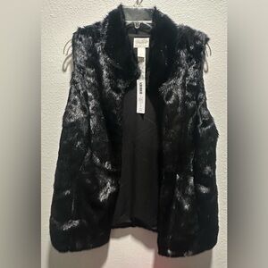 Chico's Black Faux Fur Vest